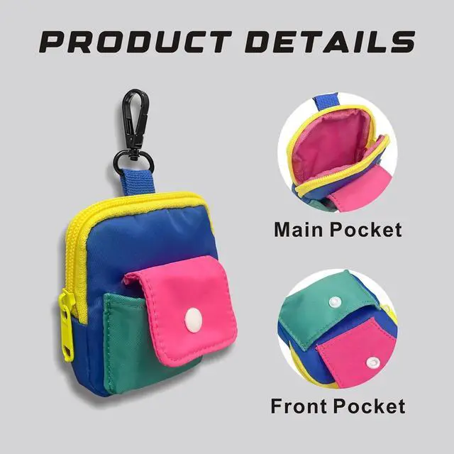 Alt view image 3 of 6 - Portable Headphone Case Storage Bag, Universal Wireless Earbuds Pouch, Color Blocking Phone Accessories Organizer for Earphone Data Cable Small Change, 1 Piece