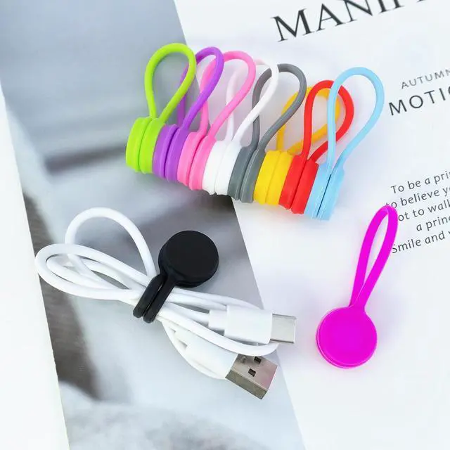 Alt view image 6 of 6 - Quacc 10 PCS Silicone Magnetic Cable Ties, Reusable Ties for Organizing | 10 Colors Magnetic Twist Ties, Strong and Elastic, Fit for Bundling, Holding Stuff, Book Markers, Fridge Magnets