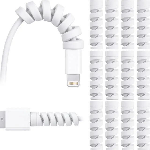 Main image of Jetec 24 Pcs Spiral USB Cable Cord Protector Saver,Grey | Phone Charging Cord End Saver, Prevents Cable Fraying Breakage, Soft Silicone Wraps Fits Most Chargers, Home Office Car