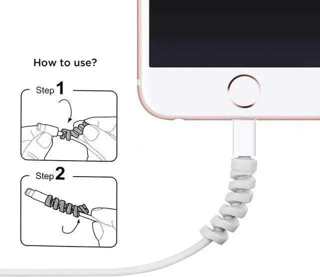 Alt view image 2 of 7 - Jetec 24 Pcs Spiral USB Cable Cord Protector Saver,Grey | Phone Charging Cord End Saver, Prevents Cable Fraying Breakage, Soft Silicone Wraps Fits Most Chargers, Home Office Car