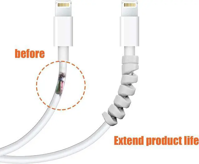 Alt view image 3 of 7 - Jetec 24 Pcs Spiral USB Cable Cord Protector Saver,Grey | Phone Charging Cord End Saver, Prevents Cable Fraying Breakage, Soft Silicone Wraps Fits Most Chargers, Home Office Car