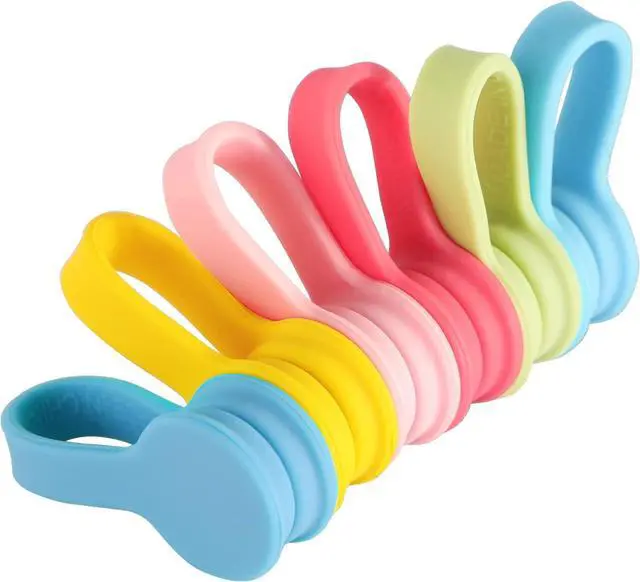 Main image of Viaky Magnetic Cable Ties 6-Pack,Silicone Magnetic Cord Ties,Macaron Color | Magnetic Cord Organizer for Bundling Earphone, Charging Cords,Cord Wraps,Reusable Twist Ties for Home,Office,Kitchen,Travel