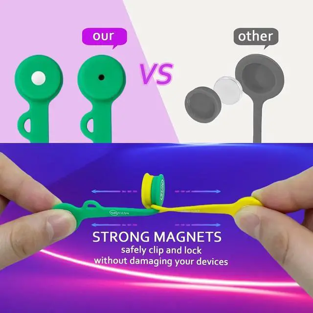 Alt view image 2 of 7 - Cable Cord Organizer Magnetic Cord Organizers Twist Ties Magnet Clips Cord Wrap Keepers For Charging Cord Headphone Cord Holder Silicone Cable Strap Appliance Fridge Bookmark Whiteboard Keychain 5PACK