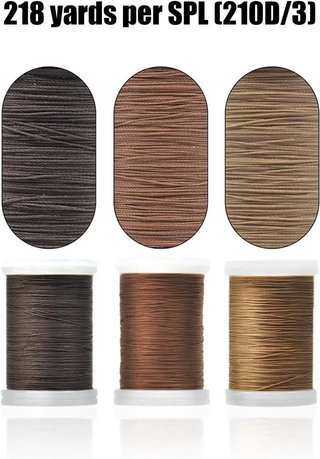 Alt view image 3 of 6 - Heavy Duty Upholstery Thread Kit - 3 Spools Durable Bonded Nylon, High-Strength & Fade-Resistant, 218 Yds/Spool for Sewing Machines, Leather, Denim, DIY Crafts | Coffee, Brown, Khaki