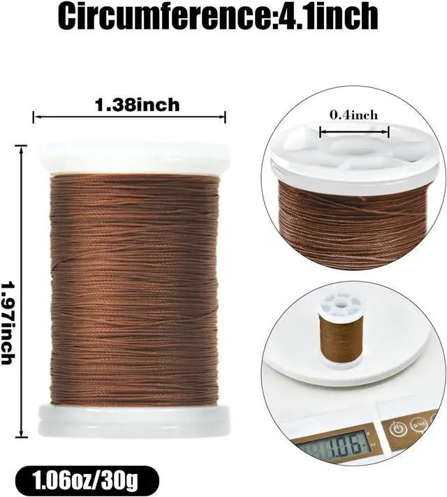 Alt view image 4 of 6 - Heavy Duty Upholstery Thread Kit - 3 Spools Durable Bonded Nylon, High-Strength & Fade-Resistant, 218 Yds/Spool for Sewing Machines, Leather, Denim, DIY Crafts | Coffee, Brown, Khaki