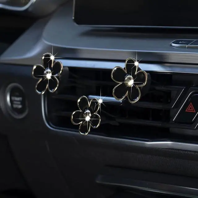 Alt view image 5 of 5 - 6 Pcs Daisy Flower Air Vent Clip Air Conditioning Outlet Clip Car Air Freshener Clip Car Interior Decor Charm Colorful Car Interior Accessories for Girls Women (Black)