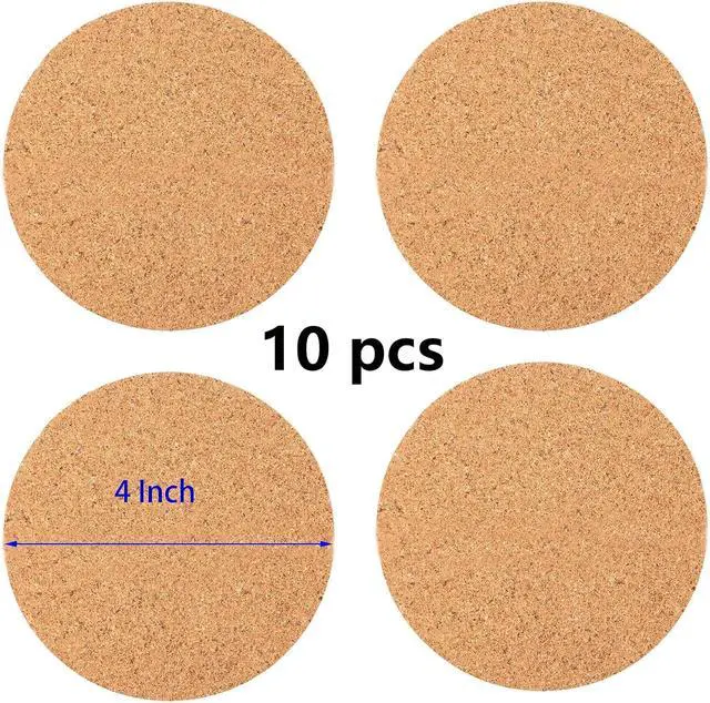 Alt view image 3 of 6 - 10Pcs Self-Adhesive Mini Backing Cork Coasters Tiles Sheets Round 4" for DIY Coasters and DIY Crafts Cork Board, Cork Tiles, Cork Mat