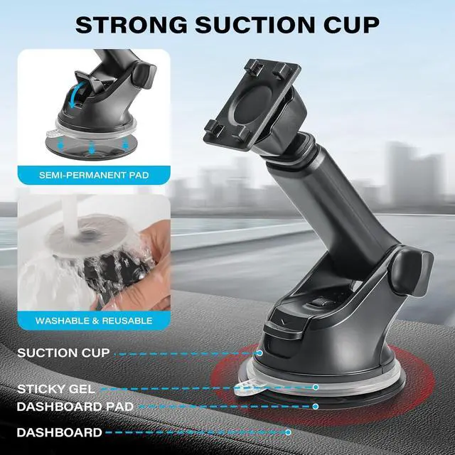 Alt view image 5 of 7 - 1Zero Replacement CarPlay Suction Mount with Extension Arm for 7-11 Inch | Replacement Suction Mount with Quick Extension Arm fits 7-11 Inch Carplay Screens; Adjustable for Dashboard or Windshield