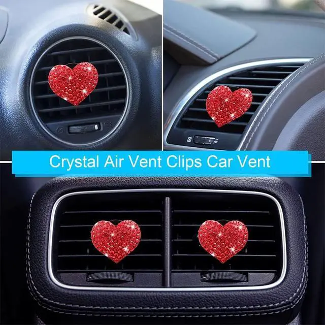 Alt view image 3 of 7 - 5 Pcs Bling Red Lips Air Vent Clips, Heart Shape Crystal Car Air Vent Clip Charms Car Air Fresheners for Women Rhinestone Diffuser Vent Clip Cute Car Decor Bling Car Accessories for Women (Red hearts)