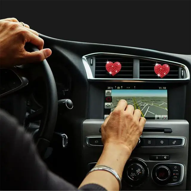 Alt view image 6 of 7 - 5 Pcs Bling Red Lips Air Vent Clips, Heart Shape Crystal Car Air Vent Clip Charms Car Air Fresheners for Women Rhinestone Diffuser Vent Clip Cute Car Decor Bling Car Accessories for Women (Red hearts)