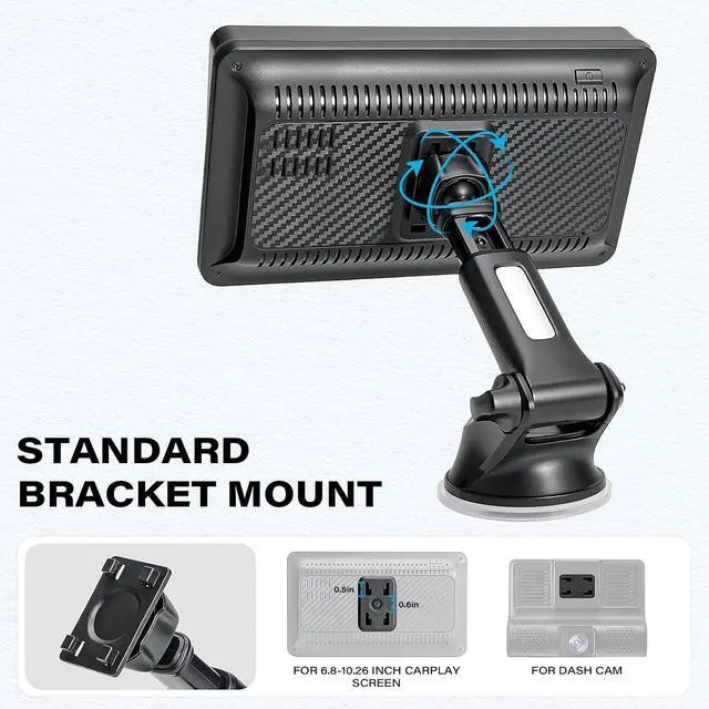 Alt view image 6 of 7 - 1Zero Replacement CarPlay Suction Mount with Extension Arm for 7-11 Inch | Replacement Suction Mount with Quick Extension Arm fits 7-11 Inch Carplay Screens; Adjustable for Dashboard or Windshield