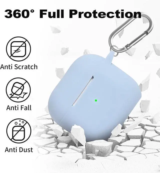 Alt view image 4 of 7 - for Airpods 4th Case Cover, Come with Cleaner Kit,Soft Skin Silicone Case Cover with Keychain, Full Protective Case for Men and Women, Compatible with AirPods 4th Generation Case,Sky Blue