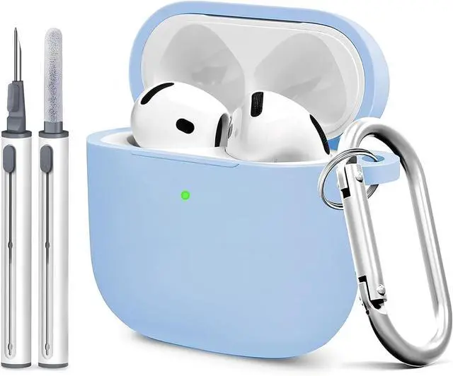Main image of for Airpods 4th Case Cover, Come with Cleaner Kit,Soft Skin Silicone Case Cover with Keychain, Full Protective Case for Men and Women, Compatible with AirPods 4th Generation Case,Sky Blue