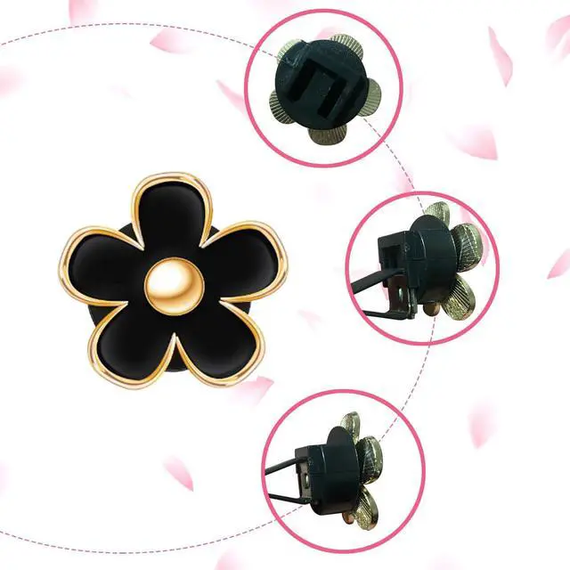 Alt view image 3 of 5 - Daisy Car Air Vent Clips, 4Pcs Black Cute Flower Car Interior Decor | Cute Flower Design, Air Conditioning Outlet Clip, Car Air Freshener Clip Charm, For Women, Refillable Clips, Fits AC Vents