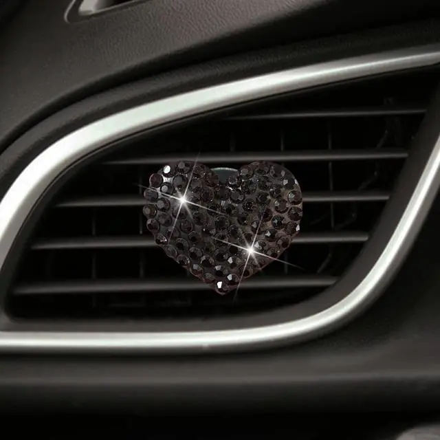 Alt view image 2 of 6 - 4Pc Black Heart Air Vent Clips,Car Air Fresheners Vents Clips Car Diffuser Diamond Car Interior Decor Charm Cute Car Accessories Interior Accessories
