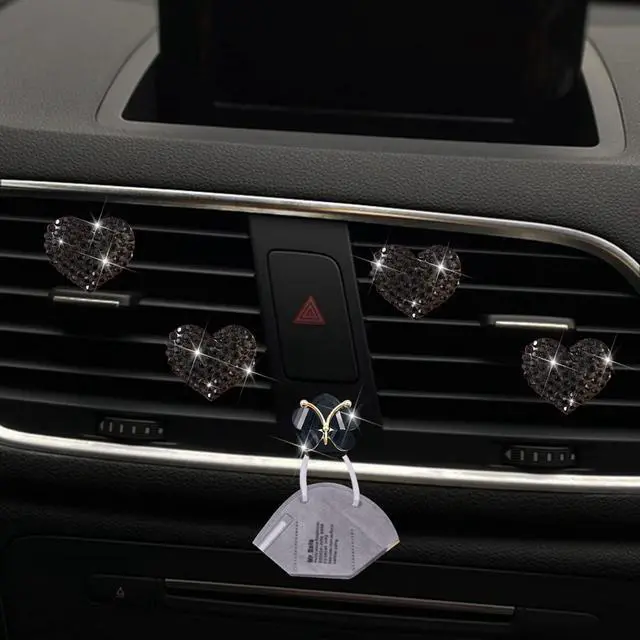 Alt view image 4 of 6 - 4Pc Black Heart Air Vent Clips,Car Air Fresheners Vents Clips Car Diffuser Diamond Car Interior Decor Charm Cute Car Accessories Interior Accessories