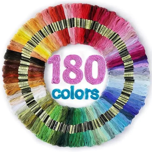 Main image of LOVIMAG Embroidery Thread 180pcs Friendship Bracelet String Floss Kit Yarn | Hair Wrap Shirt Lanyard Patterns Crochet Craft Threads Supplies Cross Stitch Sewing Needlepoint Thin Rainbow Beginners