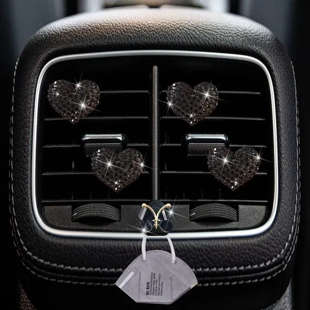 Alt view image 3 of 6 - 4Pc Black Heart Air Vent Clips,Car Air Fresheners Vents Clips Car Diffuser Diamond Car Interior Decor Charm Cute Car Accessories Interior Accessories