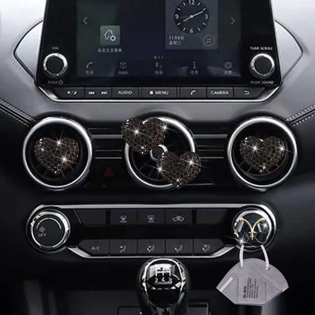 Alt view image 6 of 6 - 4Pc Black Heart Air Vent Clips,Car Air Fresheners Vents Clips Car Diffuser Diamond Car Interior Decor Charm Cute Car Accessories Interior Accessories