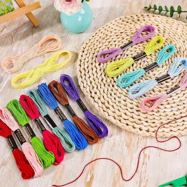 Alt view image 3 of 7 - LOVIMAG Embroidery Thread 180pcs Friendship Bracelet String Floss Kit Yarn | Hair Wrap Shirt Lanyard Patterns Crochet Craft Threads Supplies Cross Stitch Sewing Needlepoint Thin Rainbow Beginners
