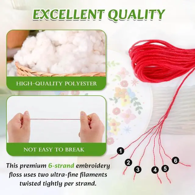 Alt view image 4 of 7 - LOVIMAG Embroidery Thread 180pcs Friendship Bracelet String Floss Kit Yarn | Hair Wrap Shirt Lanyard Patterns Crochet Craft Threads Supplies Cross Stitch Sewing Needlepoint Thin Rainbow Beginners