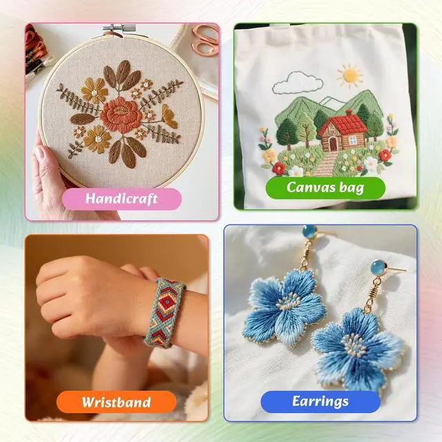 Alt view image 6 of 7 - LOVIMAG Embroidery Thread 180pcs Friendship Bracelet String Floss Kit Yarn | Hair Wrap Shirt Lanyard Patterns Crochet Craft Threads Supplies Cross Stitch Sewing Needlepoint Thin Rainbow Beginners