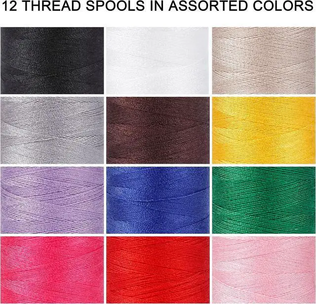 Alt view image 3 of 7 - 12 Color Set of Polyester All-Purpose Sewing Threads Prewound Bobbin Thread Plastic for Embroidery and Sewing Machine DIY Embroidery Thread Sewing Thread 382 Yards/350 m Each (12 Pieces)