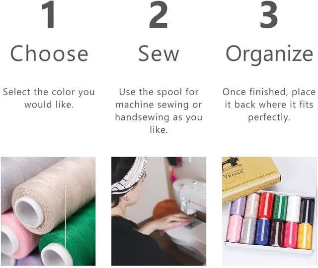 Alt view image 6 of 7 - 12 Color Set of Polyester All-Purpose Sewing Threads Prewound Bobbin Thread Plastic for Embroidery and Sewing Machine DIY Embroidery Thread Sewing Thread 382 Yards/350 m Each (12 Pieces)