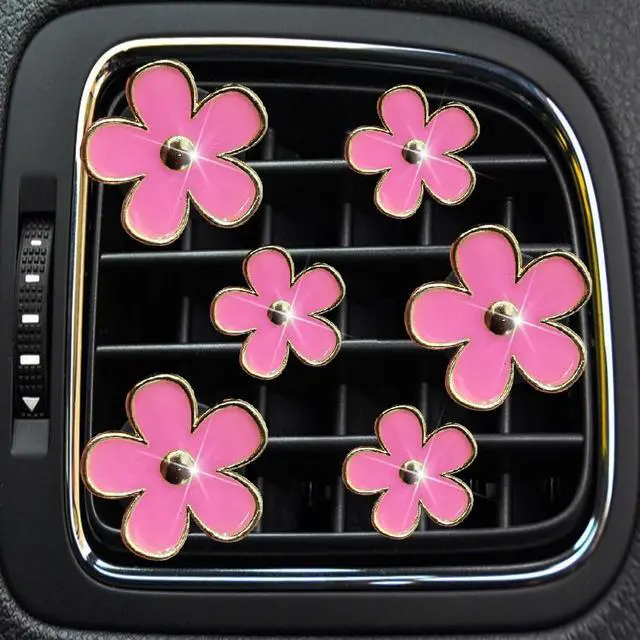 Alt view image 5 of 6 - 6 Pcs Pink Daisy Car Decoration Flower Air Vent Clip Air Conditioning Outlet Clip Air Freshener Clip Car Interior Decor Charm Colorful Interior Accessories for Girls Women + Pink Butterfly Hook