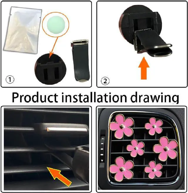 Alt view image 6 of 6 - 6 Pcs Pink Daisy Car Decoration Flower Air Vent Clip Air Conditioning Outlet Clip Air Freshener Clip Car Interior Decor Charm Colorful Interior Accessories for Girls Women + Pink Butterfly Hook