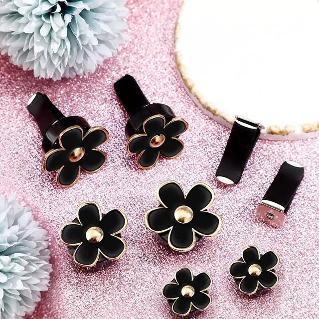 Alt view image 4 of 6 - Frienda Daisy Flower Car Air Vent Clips,Black,2.5/3 /3.3 Cm | Cute Aesthetic Dashboard Accessories, Clip-on Fits AC Vents, Floral Charm Decor for Vehicle Interior Styling
