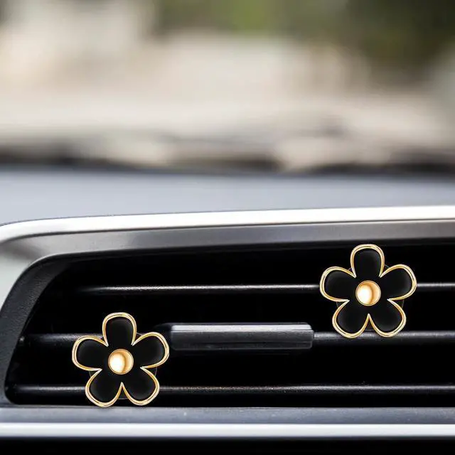 Alt view image 6 of 6 - Frienda Daisy Flower Car Air Vent Clips,Black,2.5/3 /3.3 Cm | Cute Aesthetic Dashboard Accessories, Clip-on Fits AC Vents, Floral Charm Decor for Vehicle Interior Styling