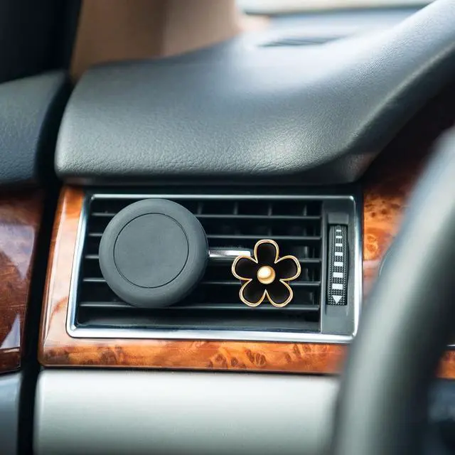 Alt view image 5 of 6 - Frienda Daisy Flower Car Air Vent Clips,Black,2.5/3 /3.3 Cm | Cute Aesthetic Dashboard Accessories, Clip-on Fits AC Vents, Floral Charm Decor for Vehicle Interior Styling