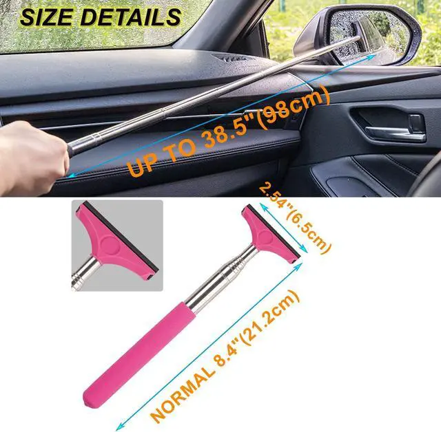 Alt view image 3 of 7 - LJDJ Car Rearview Mirror Wiper 2 Pack, 98cm Telescopic Universal Cleaner | Scratch-free silicone blade, 98cm telescopic handle, removes water mist & stains, universal fit for all car mirror glass