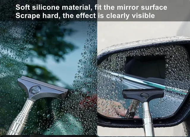Alt view image 4 of 7 - LJDJ Car Rearview Mirror Wiper 2 Pack, 98cm Telescopic Universal Cleaner | Scratch-free silicone blade, 98cm telescopic handle, removes water mist & stains, universal fit for all car mirror glass