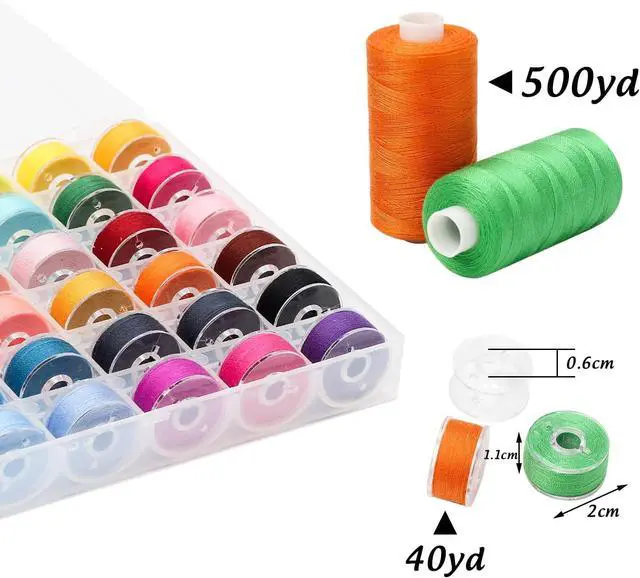 Alt view image 2 of 7 - 72Pcs Bobbins Sewing Threads Kit 36 Colors 500 Yards Sewing Polyester Thread Spools with 36Pcs Same Color Prewound Bobbins for Hand Sewing DIY Emergency Travel Sewing Machine Use (36 Colors)