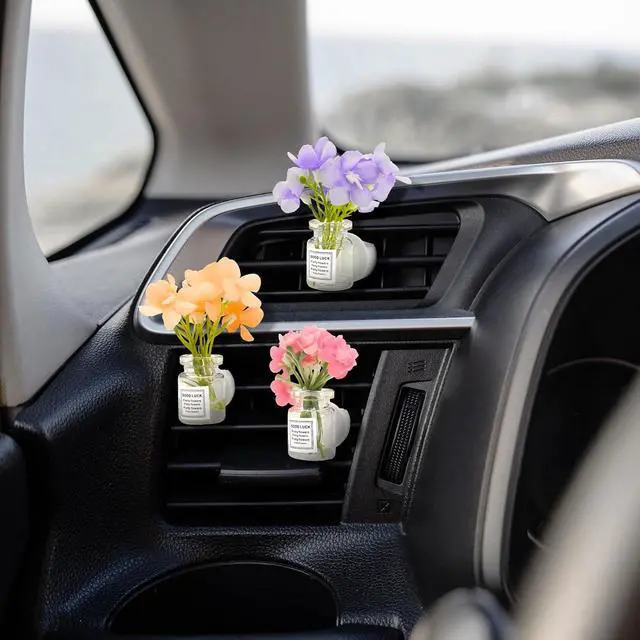 Alt view image 6 of 7 - CusDusk 4 Pack Flowers Car Vent Clips, Interior Flower Decorations | Cute Daisy Plants Vase Air Conditioning Outlet Clip with Fragrance Pads, Charm Scent Perfume Automotive Aesthetic for Women