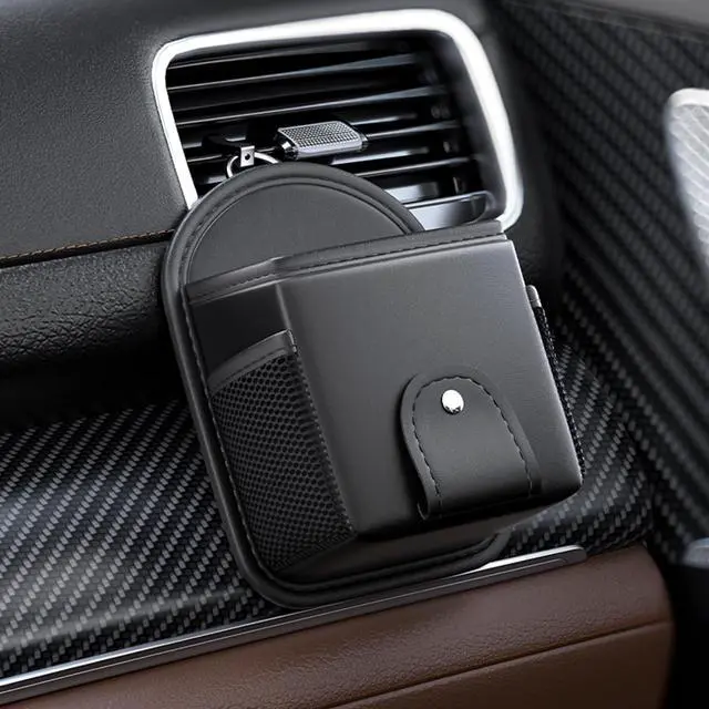 Alt view image 6 of 6 - Car Air Vent Storage Bag Organizer Pocket, Sunglass Holder Car Mount Phone Holder Coin Key Card Case Interior Organizer Bag with Clip. (Black)
