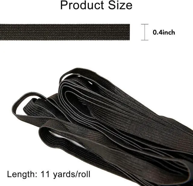 Alt view image 2 of 7 - Elastic Bands for Sewing 0.4 Inch 11 Yards, Wig Band Black Knit Elastic Spool High Elasticity for Wigs Waistband Pants Dress Swimwear Belt or Crafts DIY (Black-0.4 in * 11 Yard)