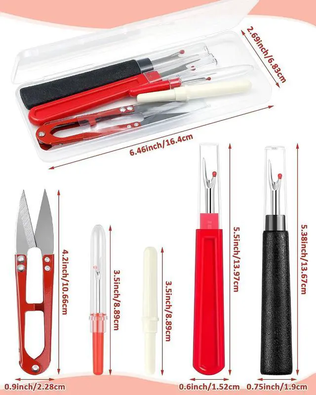 Alt view image 2 of 6 - FIVEIZERO Seam Rippers for Sewing 2 Big and 2 Small Stitch Remover Tools, Thread Ripper, Embroidery Removal Tool with Thread Snips