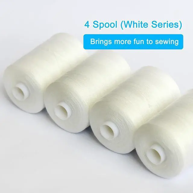 Alt view image 3 of 6 - Sewing Thread-4 Spools of Polyester Thread for Sewing Machine for Beginners, Hand Stitching & Quilting-White (White, 1000yards)