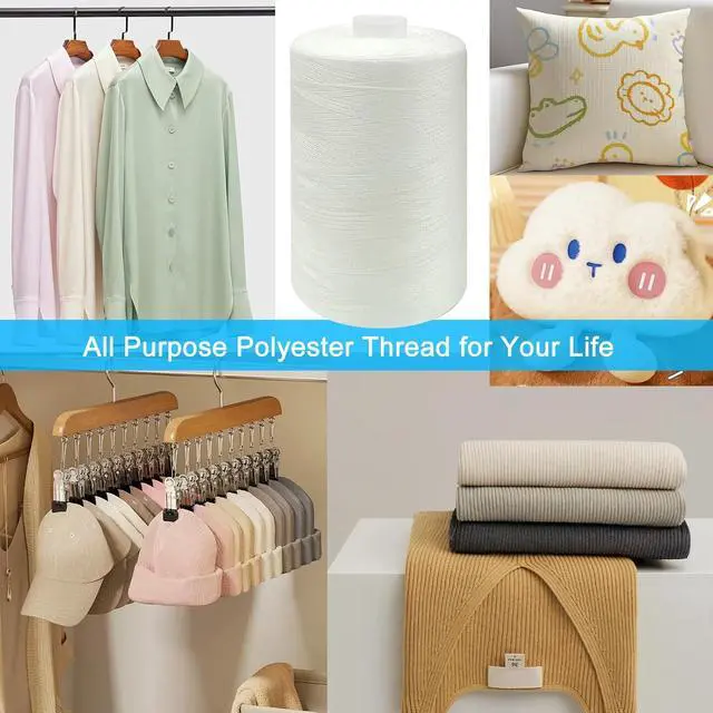 Alt view image 4 of 6 - Sewing Thread-4 Spools of Polyester Thread for Sewing Machine for Beginners, Hand Stitching & Quilting-White (White, 1000yards)