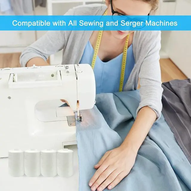 Alt view image 6 of 6 - Sewing Thread-4 Spools of Polyester Thread for Sewing Machine for Beginners, Hand Stitching & Quilting-White (White, 1000yards)