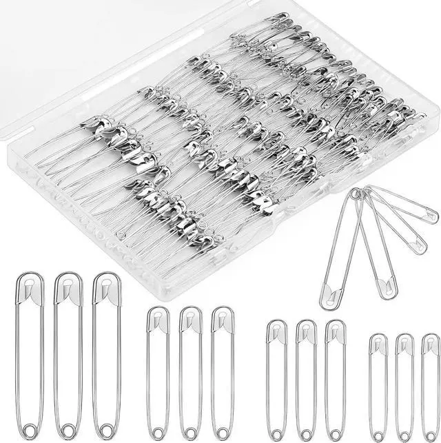 Main image of Mnuizu 200Pcs Safety Pins, 4 Size Heavy Duty Safety Pins for Clothes | 0.7inch/0.9inch/1.1inch/3.7inch Rust Resistant Small and Large Safety Pins for Clothes, Sewing and DIY Craft