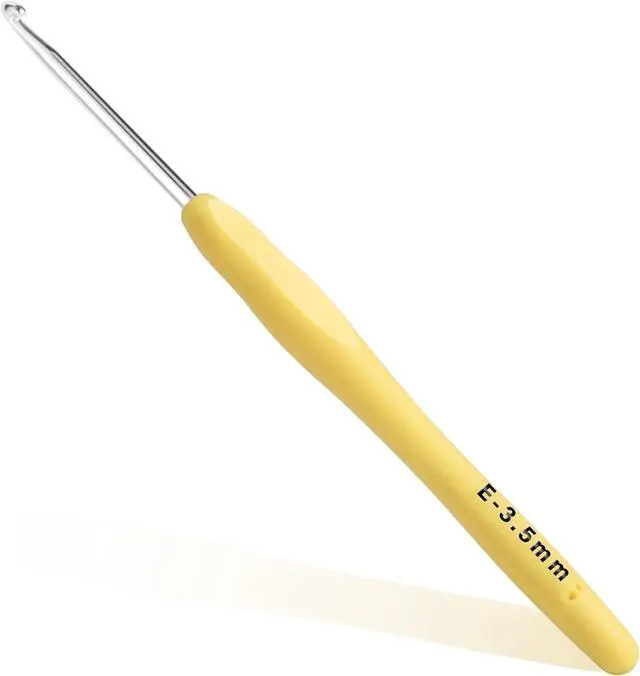 Main image of 3.5mm Crochet Hook, Ergonomic Crochet Hook, Smooth and Extra Long Knitting Needles, with Soft Rubber Ergonomic Handle and Aluminum Tip, Perfect Beginner and Arthritic Crochet Hooks (3.5 mm)