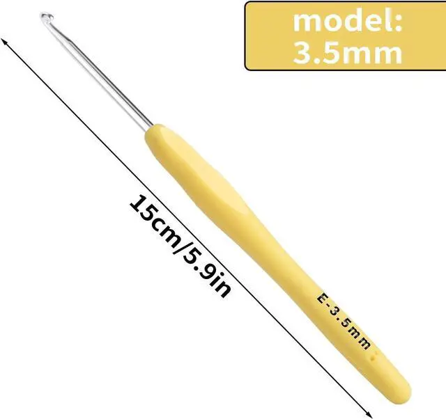 Alt view image 2 of 7 - 3.5mm Crochet Hook, Ergonomic Crochet Hook, Smooth and Extra Long Knitting Needles, with Soft Rubber Ergonomic Handle and Aluminum Tip, Perfect Beginner and Arthritic Crochet Hooks (3.5 mm)