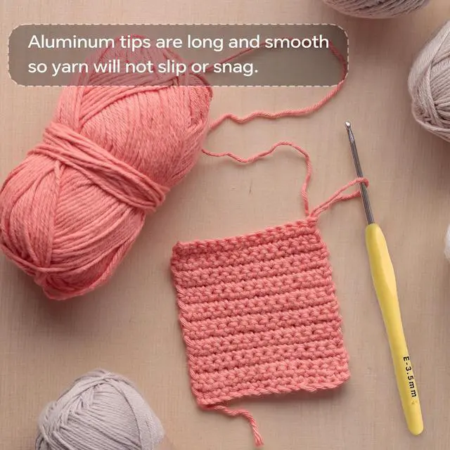 Alt view image 6 of 7 - 3.5mm Crochet Hook, Ergonomic Crochet Hook, Smooth and Extra Long Knitting Needles, with Soft Rubber Ergonomic Handle and Aluminum Tip, Perfect Beginner and Arthritic Crochet Hooks (3.5 mm)