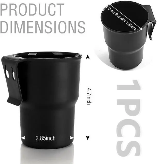 Alt view image 2 of 7 - Hanging Cup Holder for Car Air Vents/Windows,Multi-Function Car Cup Holder Organizer/Car Trash Can,Universal Car Window Cup Holders with 2 Hooks Fits Most Cup Types (Black)