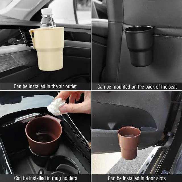 Alt view image 6 of 7 - Hanging Cup Holder for Car Air Vents/Windows,Multi-Function Car Cup Holder Organizer/Car Trash Can,Universal Car Window Cup Holders with 2 Hooks Fits Most Cup Types (Black)