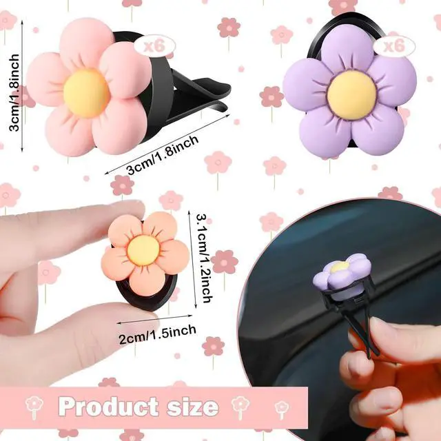Alt view image 2 of 7 - Tallew 12 Pcs Daisy Flower Car Accessories Vent Clip Cute Colorful Flower Car Accessories Air Conditioning Outlet Air Freshener Vent Clip Charm Interior Decor for Women